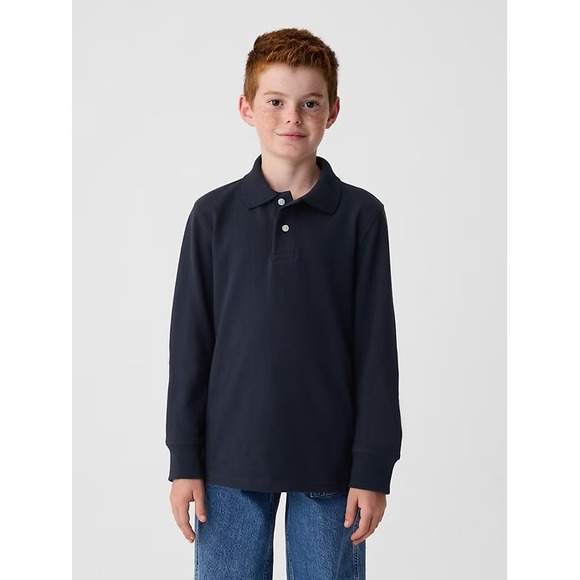 Hanna Andersson Other - Hanna Andersson Navy‎ Blue Long Sleeve Polo Shirt Kids Size 5T Cotton Casual Top